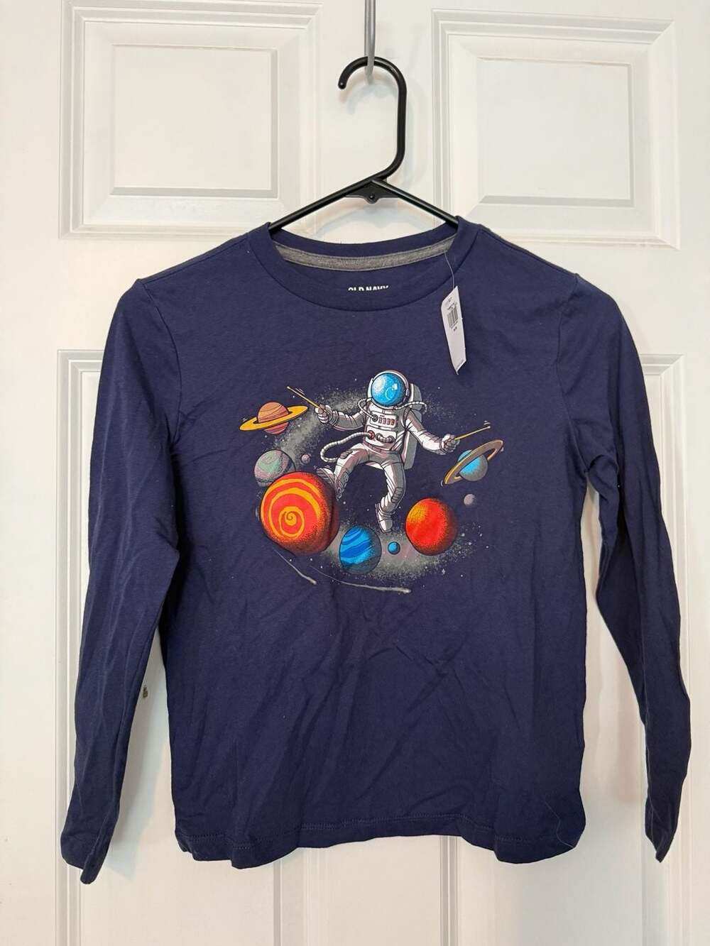 Old Navy Boys Space Astronaut Graphic Long Sleeve T-Shirt Navy Blue Size M 8